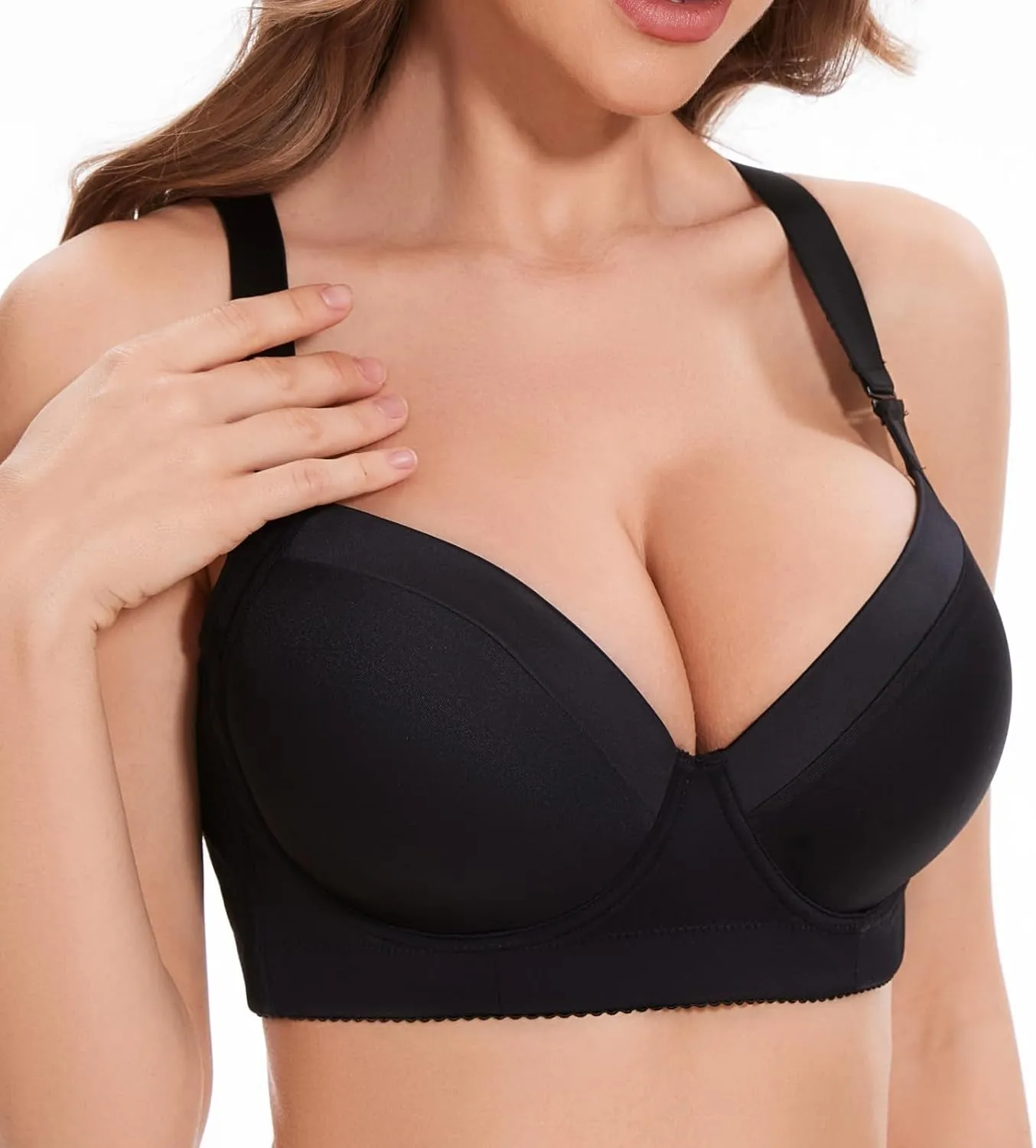 Plus Size Push Up Bras for Women Back Fat Smoothing Bra Comfort Lightly Underwire T-Shirt Bra