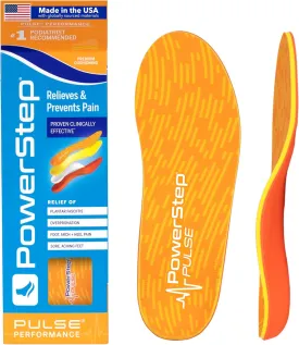 PowerStep Insoles, Pulse Performance, Running Shoe Pain Relief Insert, Athletic Arch Support Orthotic for Women and Men - Made in The USA (M 10-10.5, F 12)