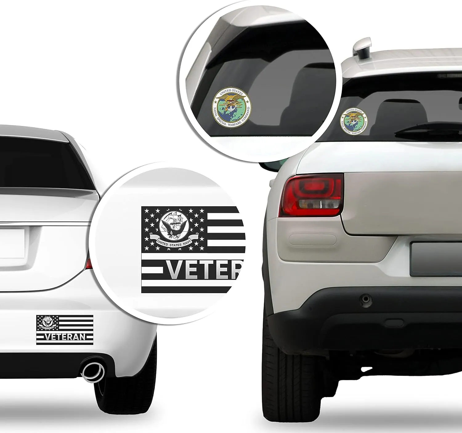 Round U.S Navy Veteran Sticker (United States Navy Vinyl, Naval Vet Seaman Bumper Decal for Cars, Trucks (7 inch) USN Licensed