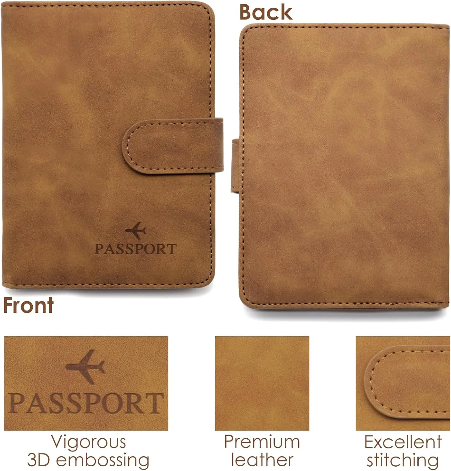 Sizobi Passport Holder Covers Case, Cute Passport Book, Waterproof PU Leather Passport Wallet, International Travel Must Haves Travel Accessories for Women Men, Cruise Ship Essentials(Brown)