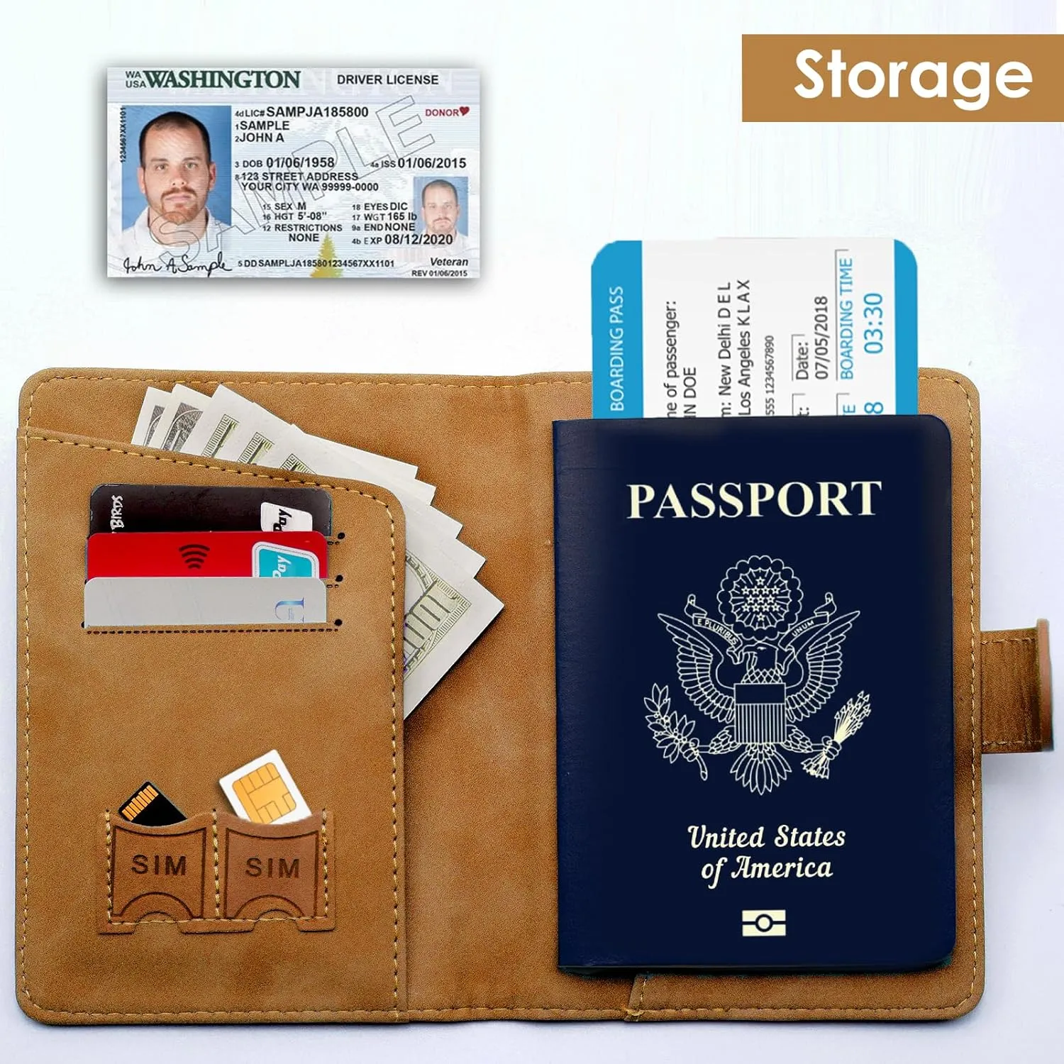 Sizobi Passport Holder Covers Case, Cute Passport Book, Waterproof PU Leather Passport Wallet, International Travel Must Haves Travel Accessories for Women Men, Cruise Ship Essentials(Brown)