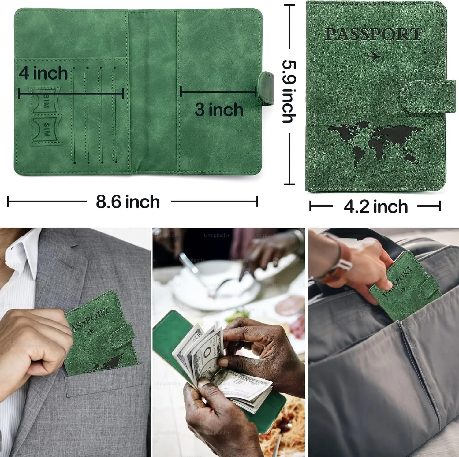 Sizobi Passport Holder Covers Case, RFID Blocking Passport Holder for Travel Essentials, Leather International Travel Must Haves Travel Accessories for Women Men, Cruise Ship Essentials, Travel Gifts