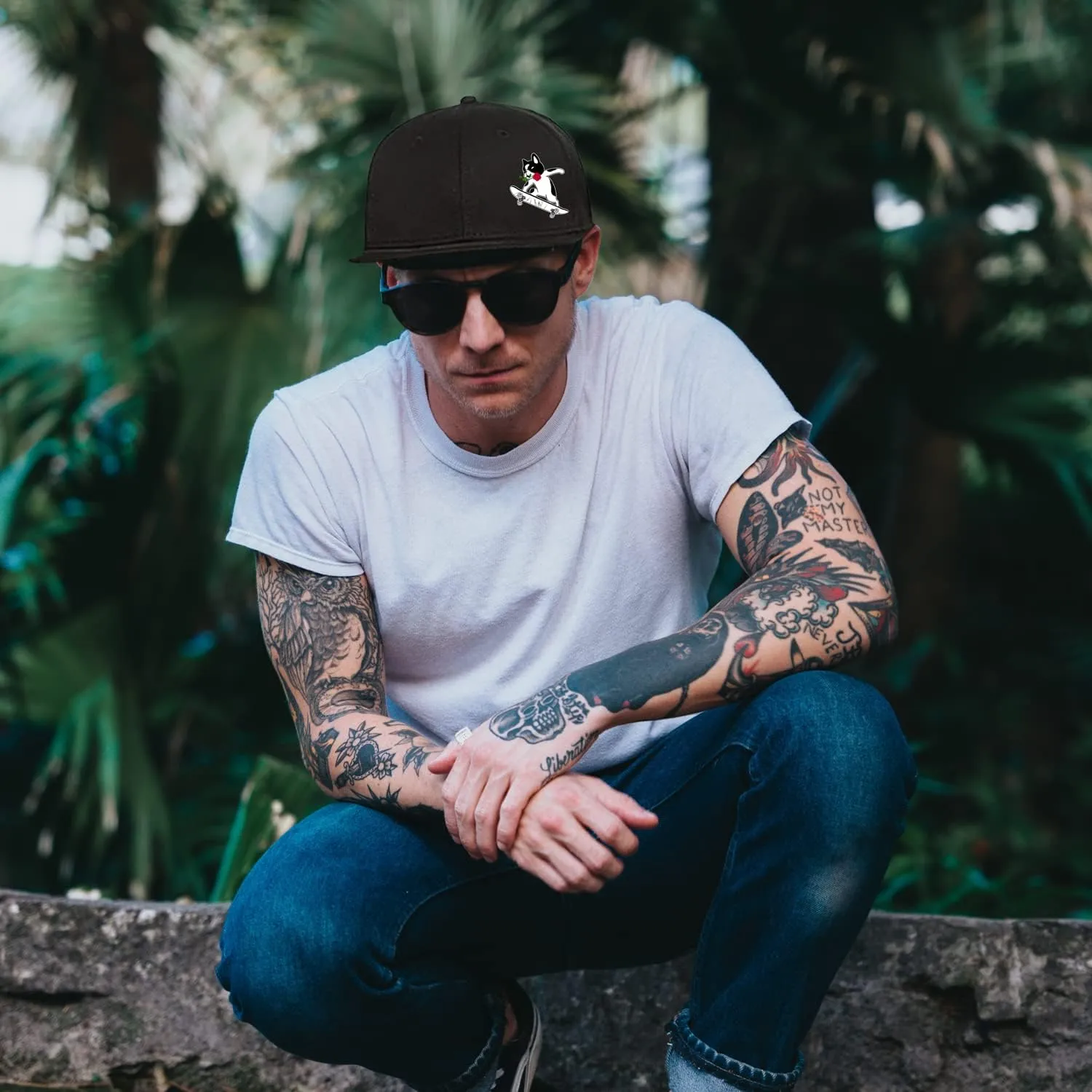 Skull Hat Flat Bill Hats for Men Boys Skeleton Cap USA American Flag Black Mens Snapback Hats Flat Brim Snap Backpack