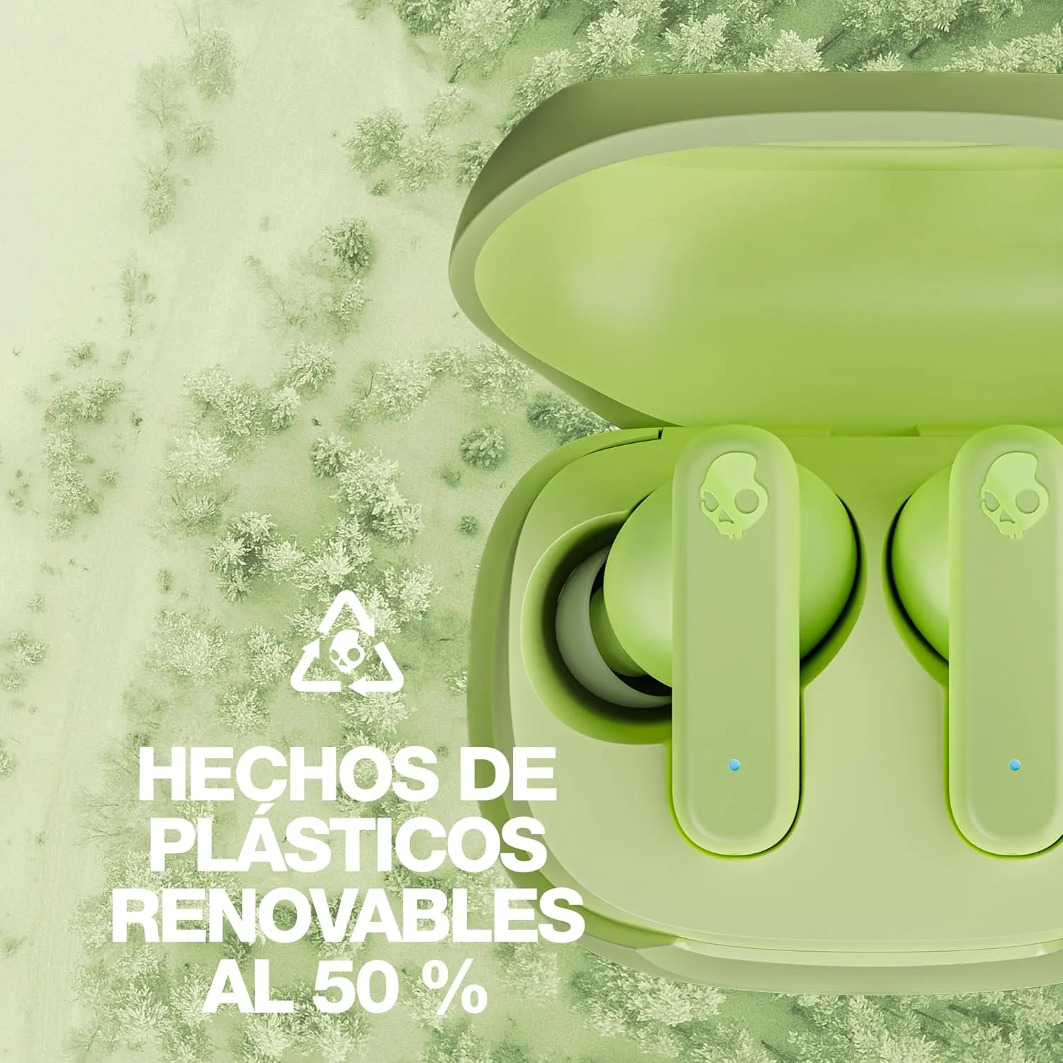 Skullcandy Smokin Buds Wireless Earbuds, Bluetooth Headphones, Noise Isolating Fit, Up to 20 Hours Battery, IPX4 Sweat and Water Resistant, Microphone for iPhone Android - Matcha