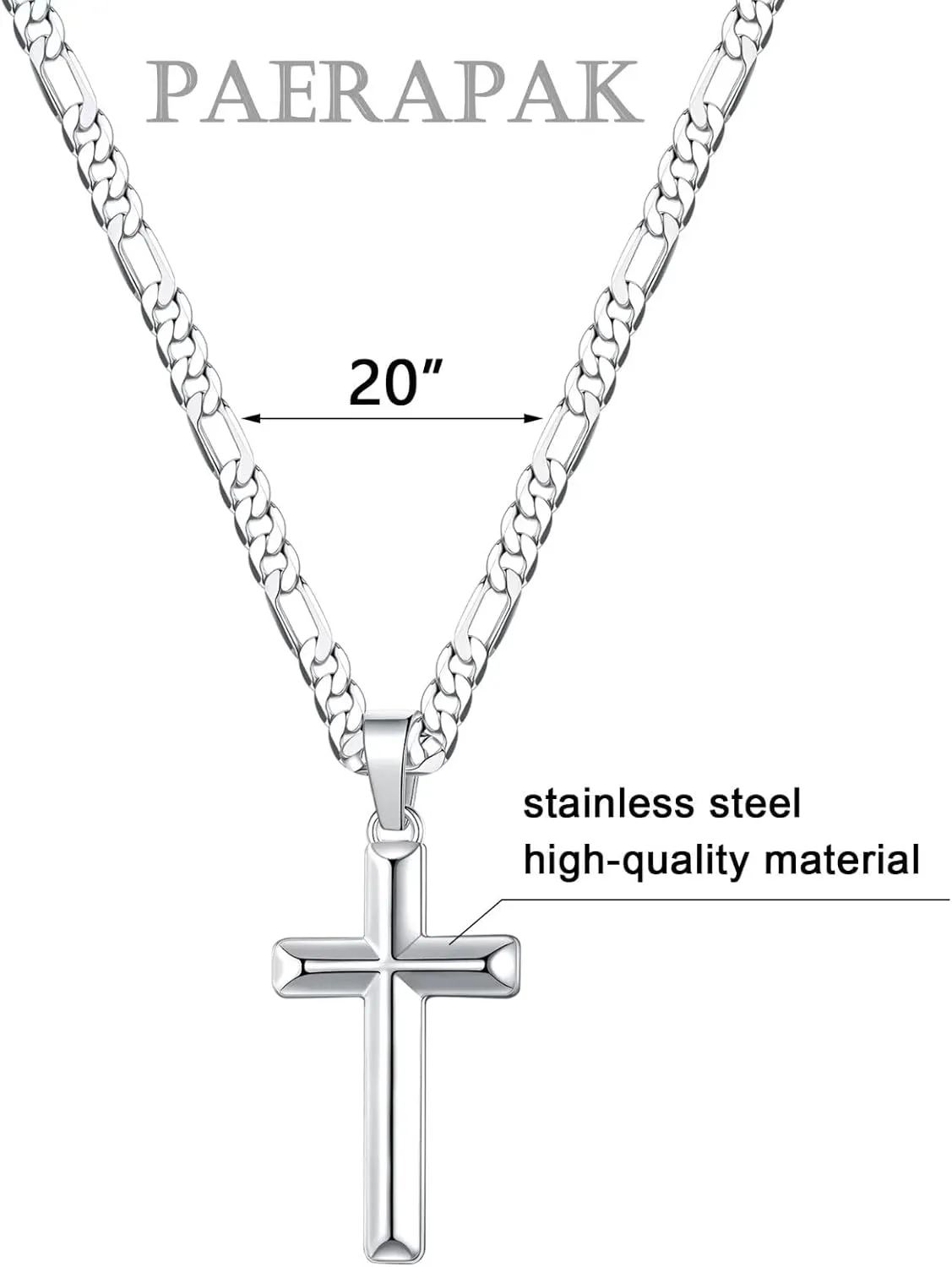 Son Gifts: Silver/Black Cross Necklace Cuban Chain for Him - Fathers Day, Christmas, Baptism, Birthday Gifts