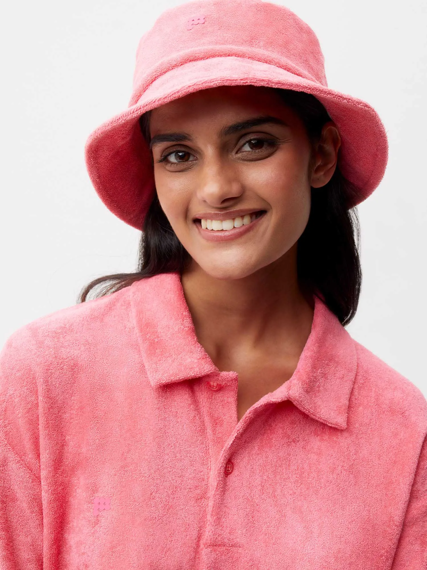 Summer Towelling Bucket Hat—lotus pink