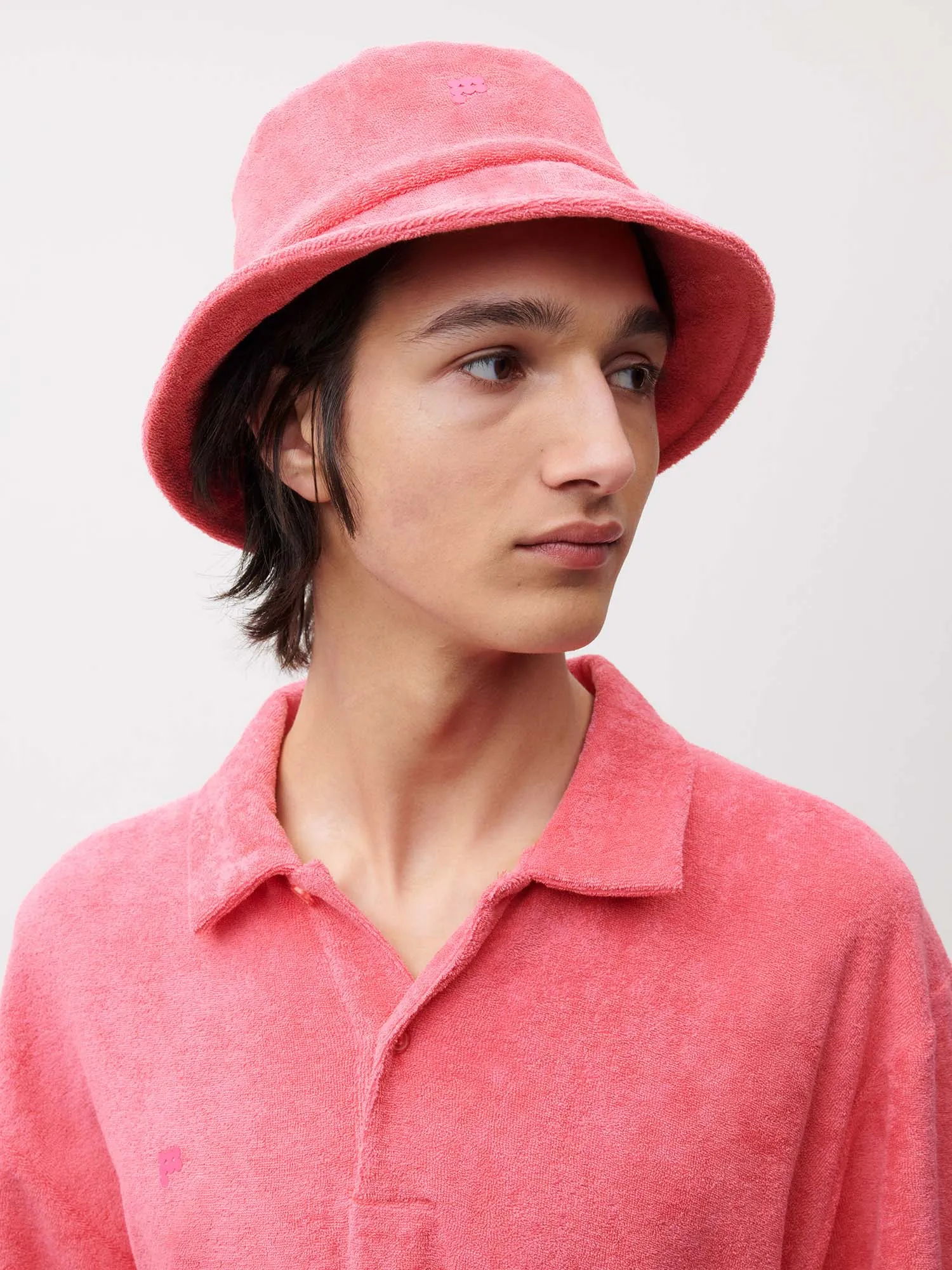 Summer Towelling Bucket Hat—lotus pink