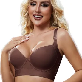 Super Push Up Bra Smoothing Back Fat Bra with Support Comfortable Seamless T Shirt Bra (34B-46DD)