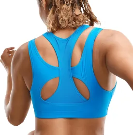 SYROKAN Sports Bras for Women High Support Mesh Full Coverage Racerback Wireless No Bounce Running Bras