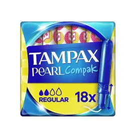 Tampax Compak Pearl Regular Applicator Tampons Single 18PK Tampax Compak Pearl Regular Applicator Tampons Single 18PK