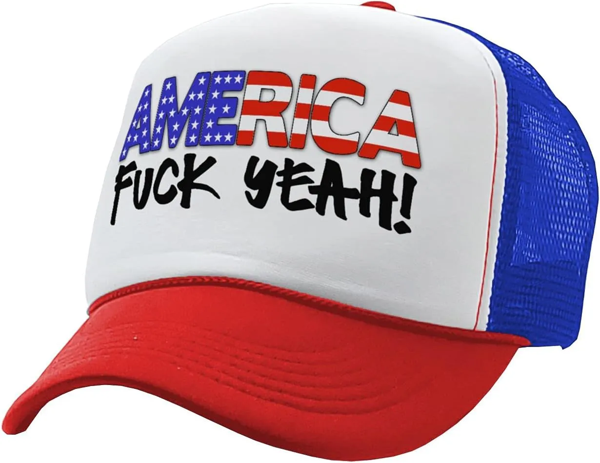 The Goozler - America - Fuck Yeah! 4th July Patriot - Vintage Retro Style Trucker Cap Hat
