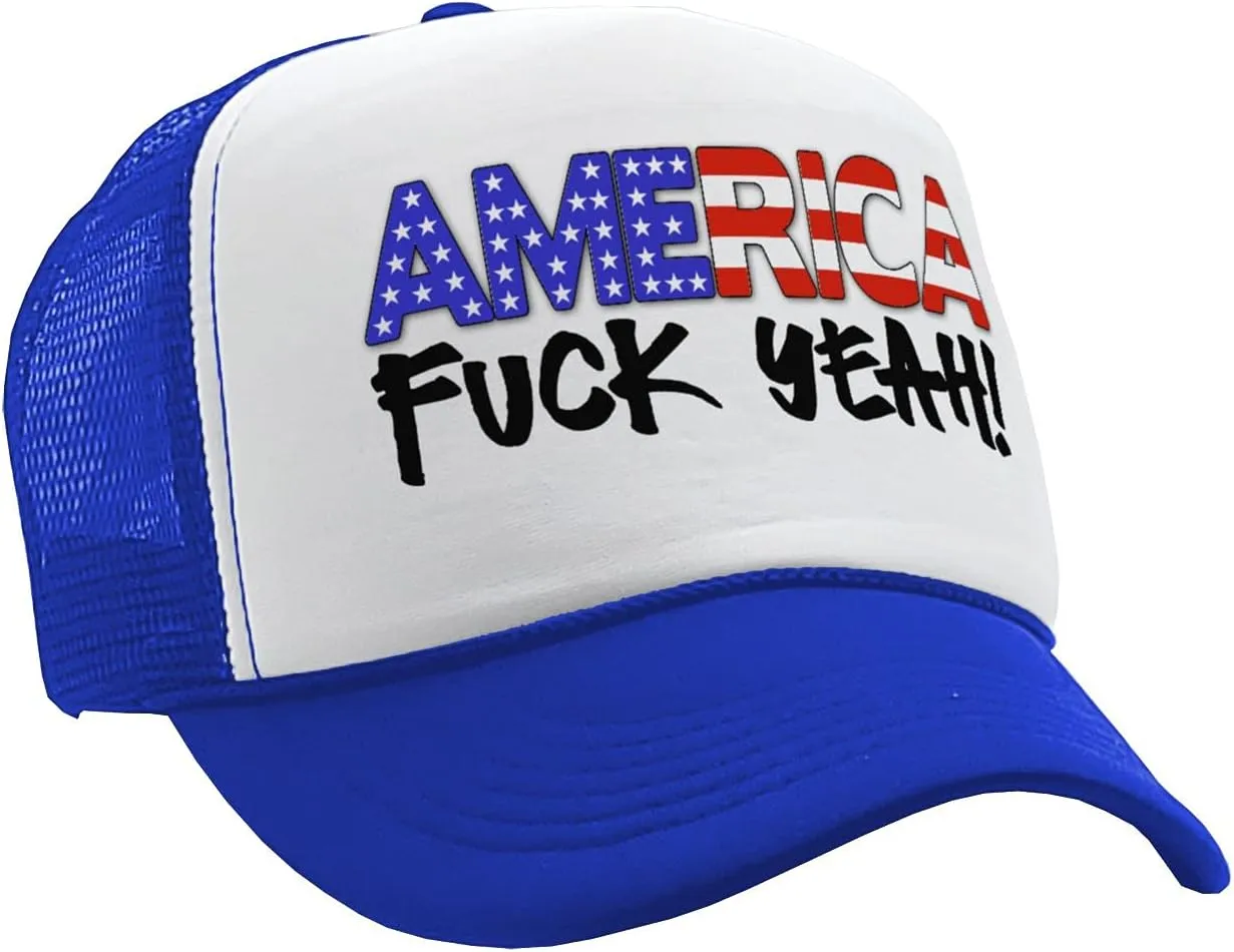 The Goozler - America - Fuck Yeah! 4th July Patriot - Vintage Retro Style Trucker Cap Hat