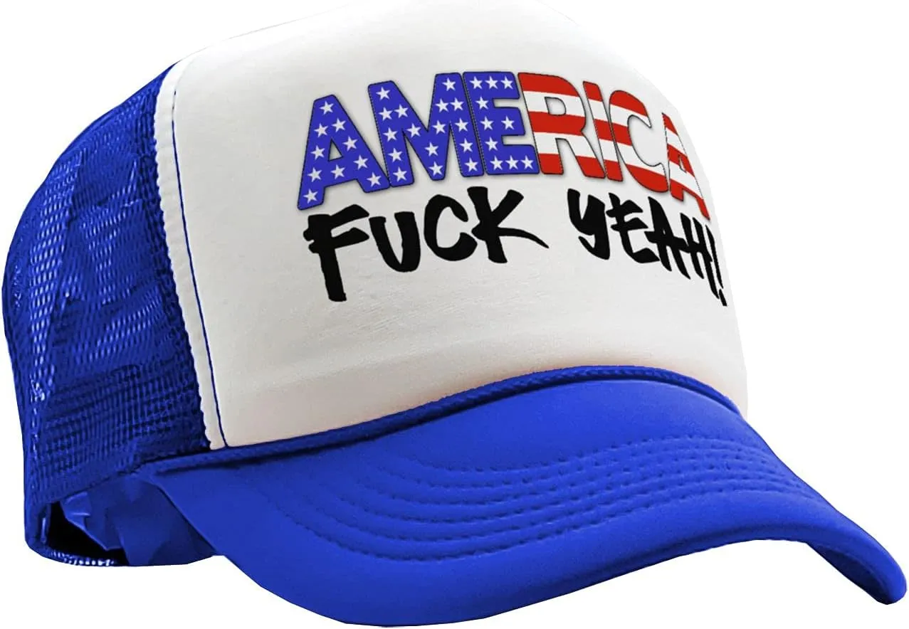 The Goozler - America - Fuck Yeah! 4th July Patriot - Vintage Retro Style Trucker Cap Hat