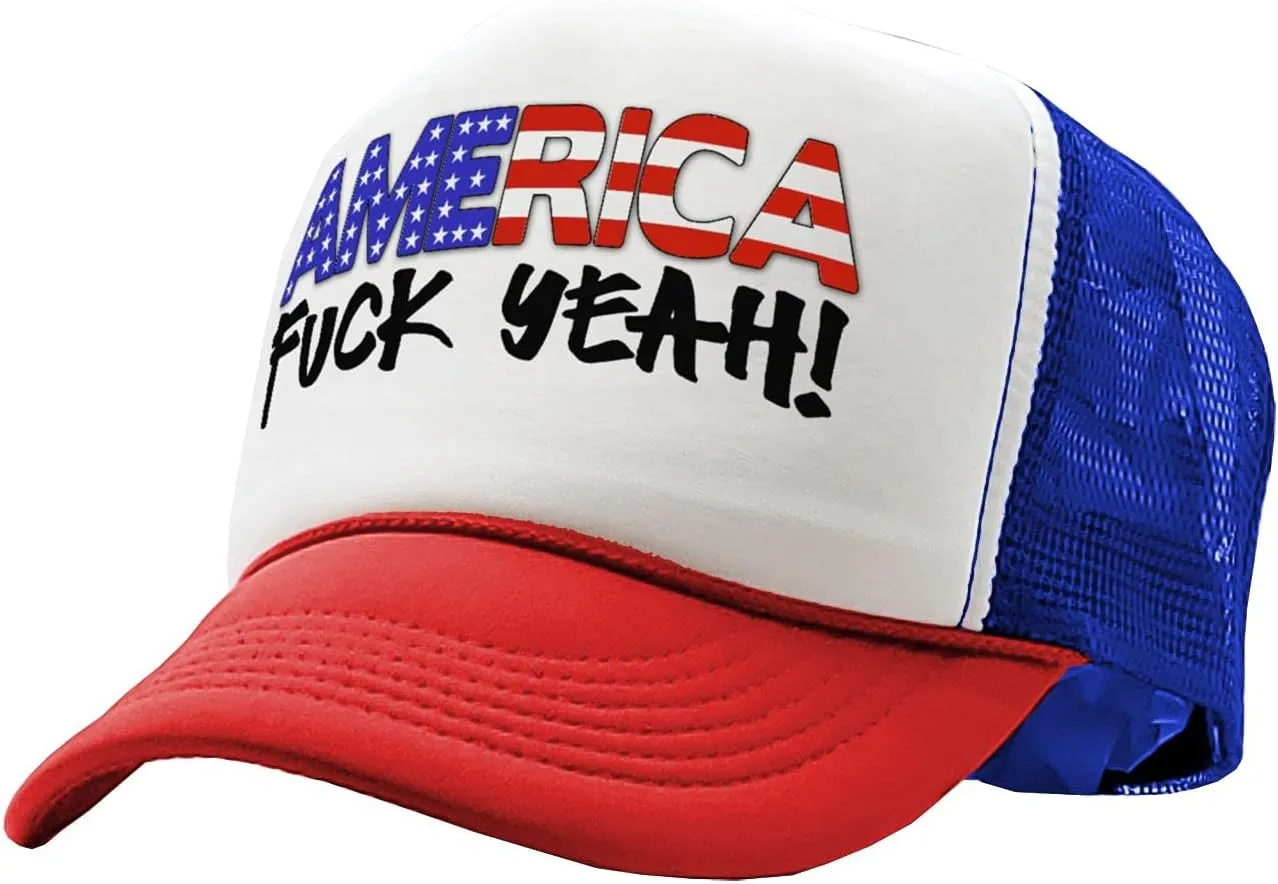 The Goozler - America - Fuck Yeah! 4th July Patriot - Vintage Retro Style Trucker Cap Hat