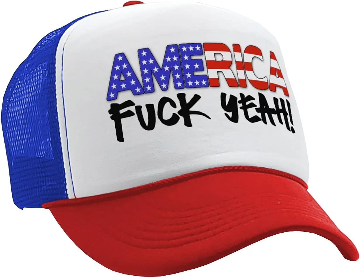 The Goozler - America - Fuck Yeah! 4th July Patriot - Vintage Retro Style Trucker Cap Hat