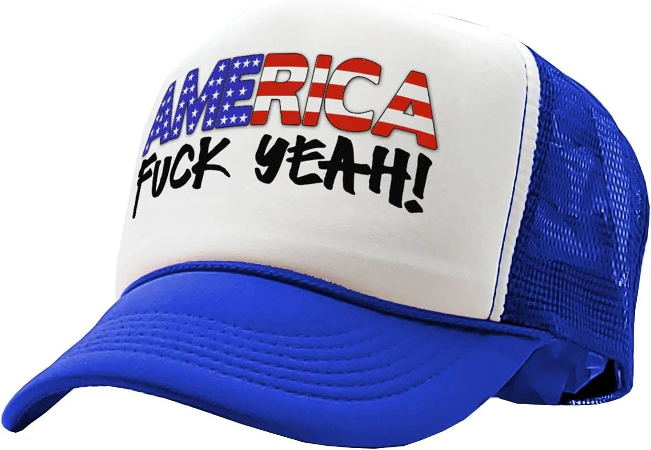 The Goozler - America - Fuck Yeah! 4th July Patriot - Vintage Retro Style Trucker Cap Hat