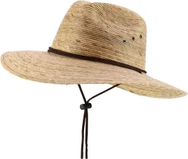 Trendy Apparel Shop Palm Braid Large Brim Fedora with Double String Chin Cord
