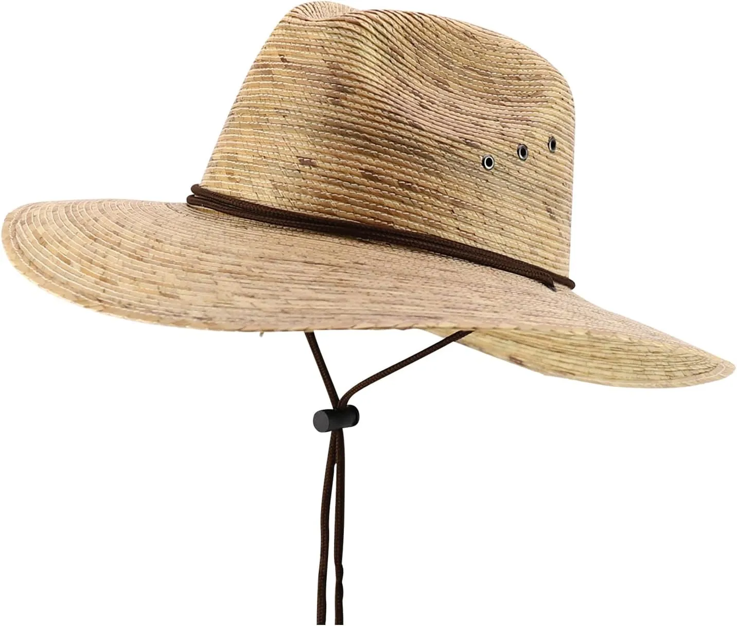 Trendy Apparel Shop Palm Braid Large Brim Fedora with Double String Chin Cord