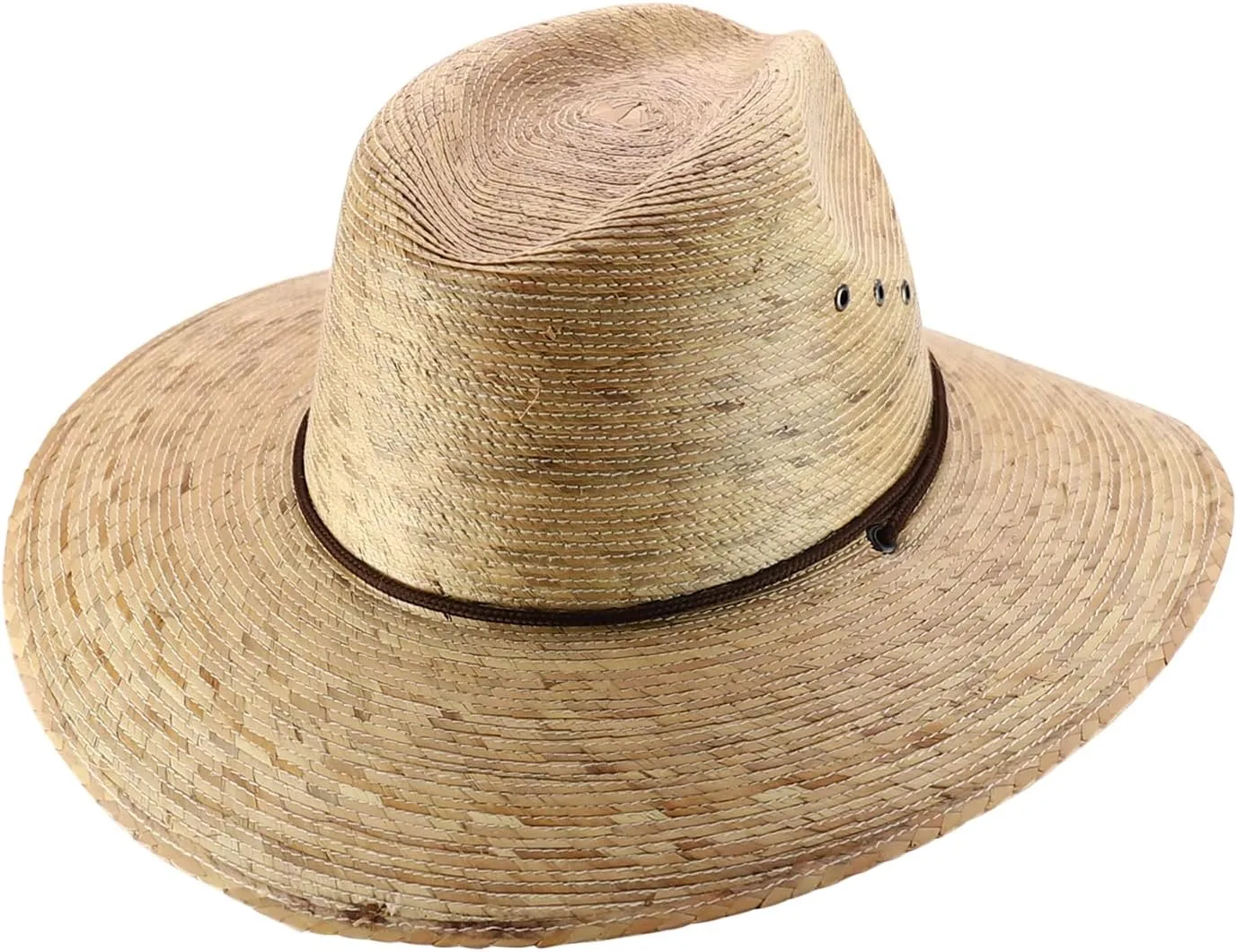 Trendy Apparel Shop Palm Braid Large Brim Fedora with Double String Chin Cord