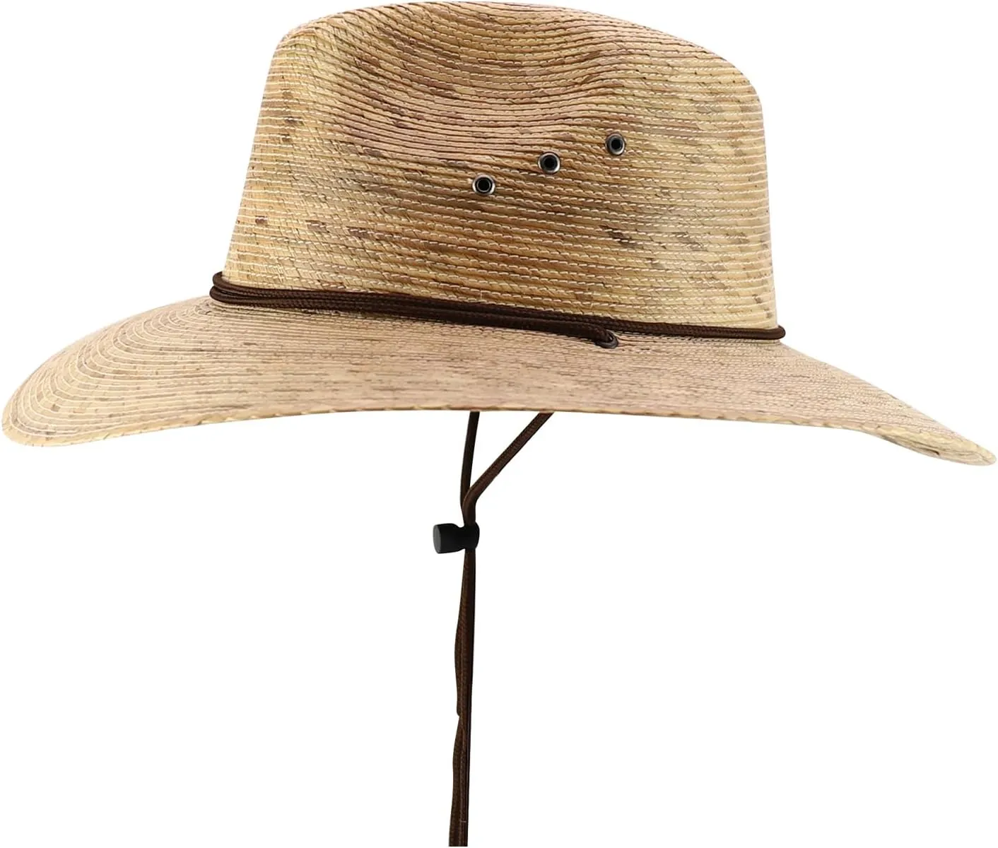 Trendy Apparel Shop Palm Braid Large Brim Fedora with Double String Chin Cord