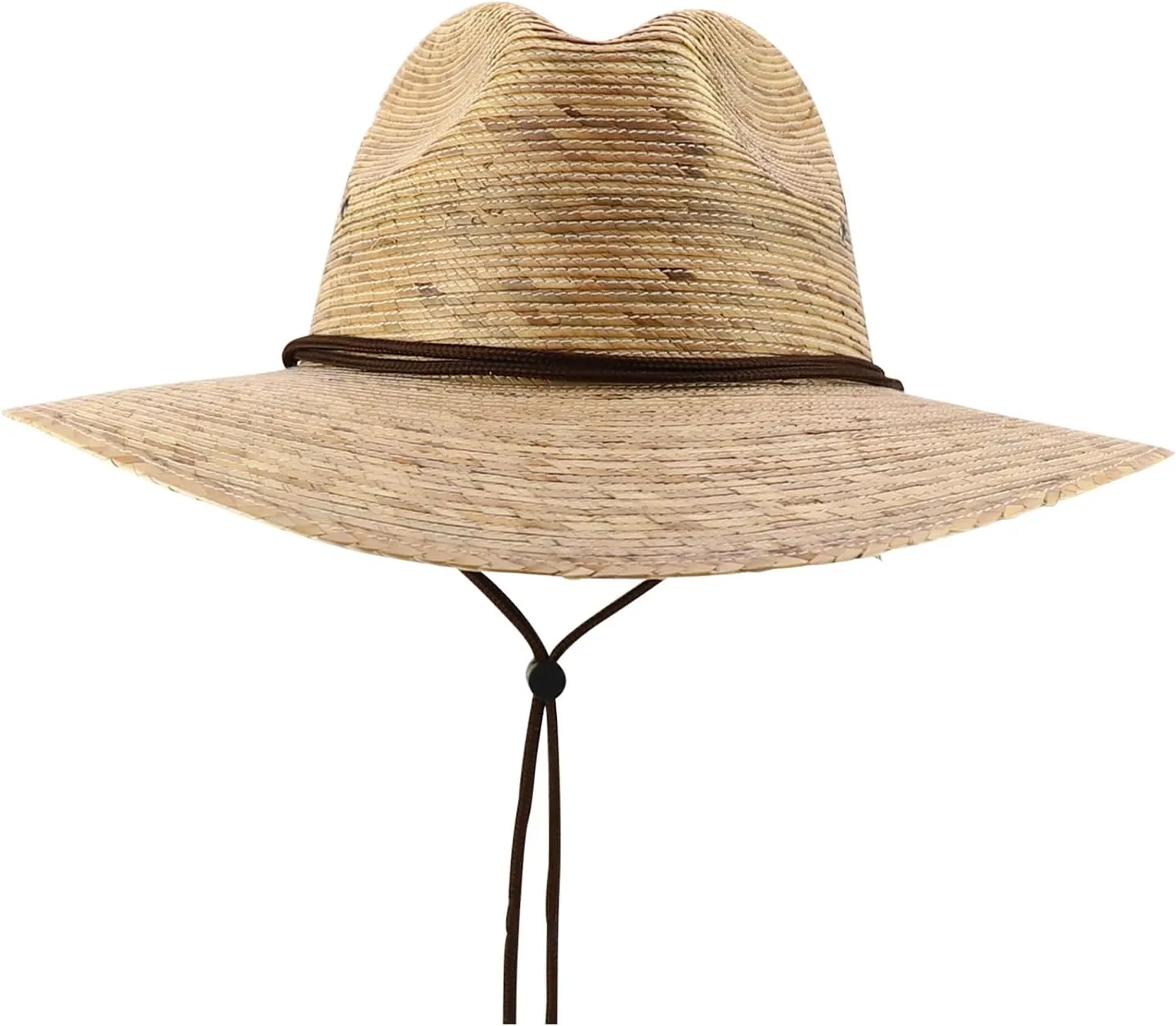 Trendy Apparel Shop Palm Braid Large Brim Fedora with Double String Chin Cord