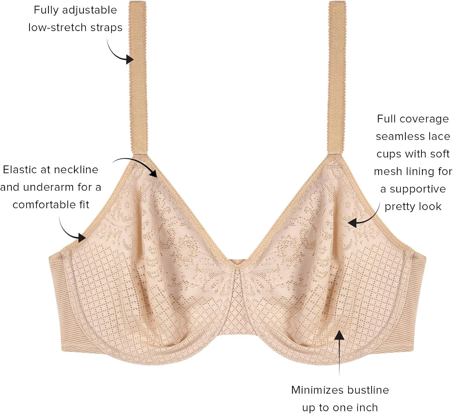 Wacoal Women's Visual Effects Minimizer Bra, Slate