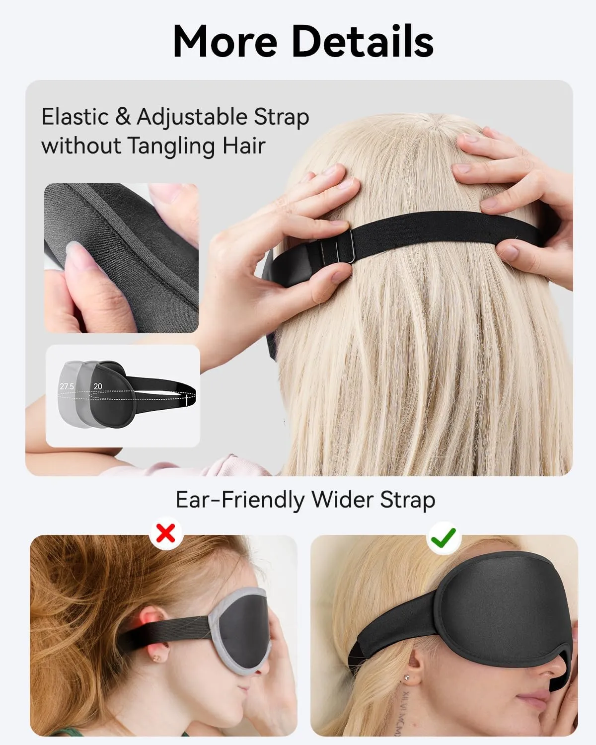 Weighted Sleep Mask for Men Blackout: 3D Contoured Eye Cover for Eyelashes - Adjustable Strap Washable Zero Eye Pressure - Meditation Yoga Airplane Travel Black