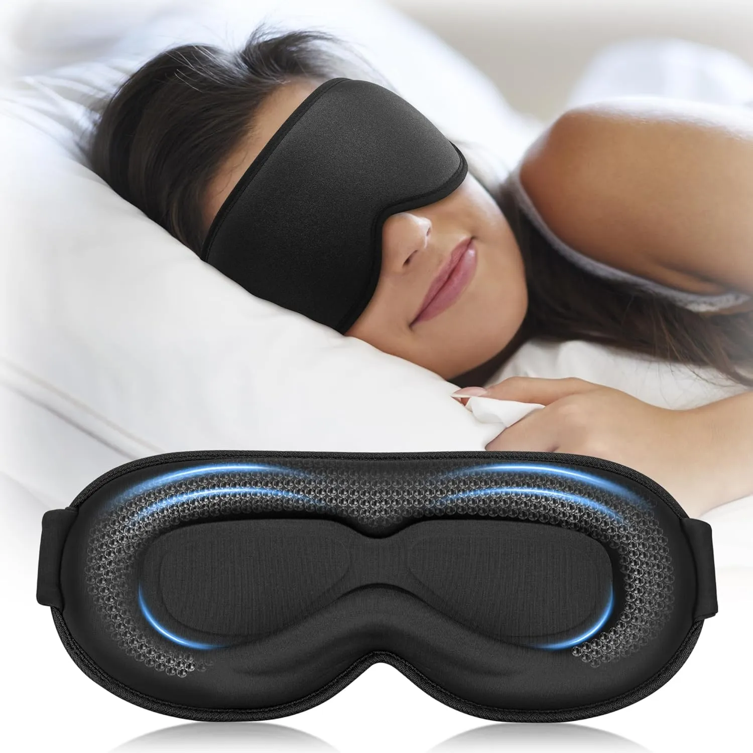 Weighted Sleep Mask for Men Blackout: 3D Contoured Eye Cover for Eyelashes - Adjustable Strap Washable Zero Eye Pressure - Meditation Yoga Airplane Travel Black