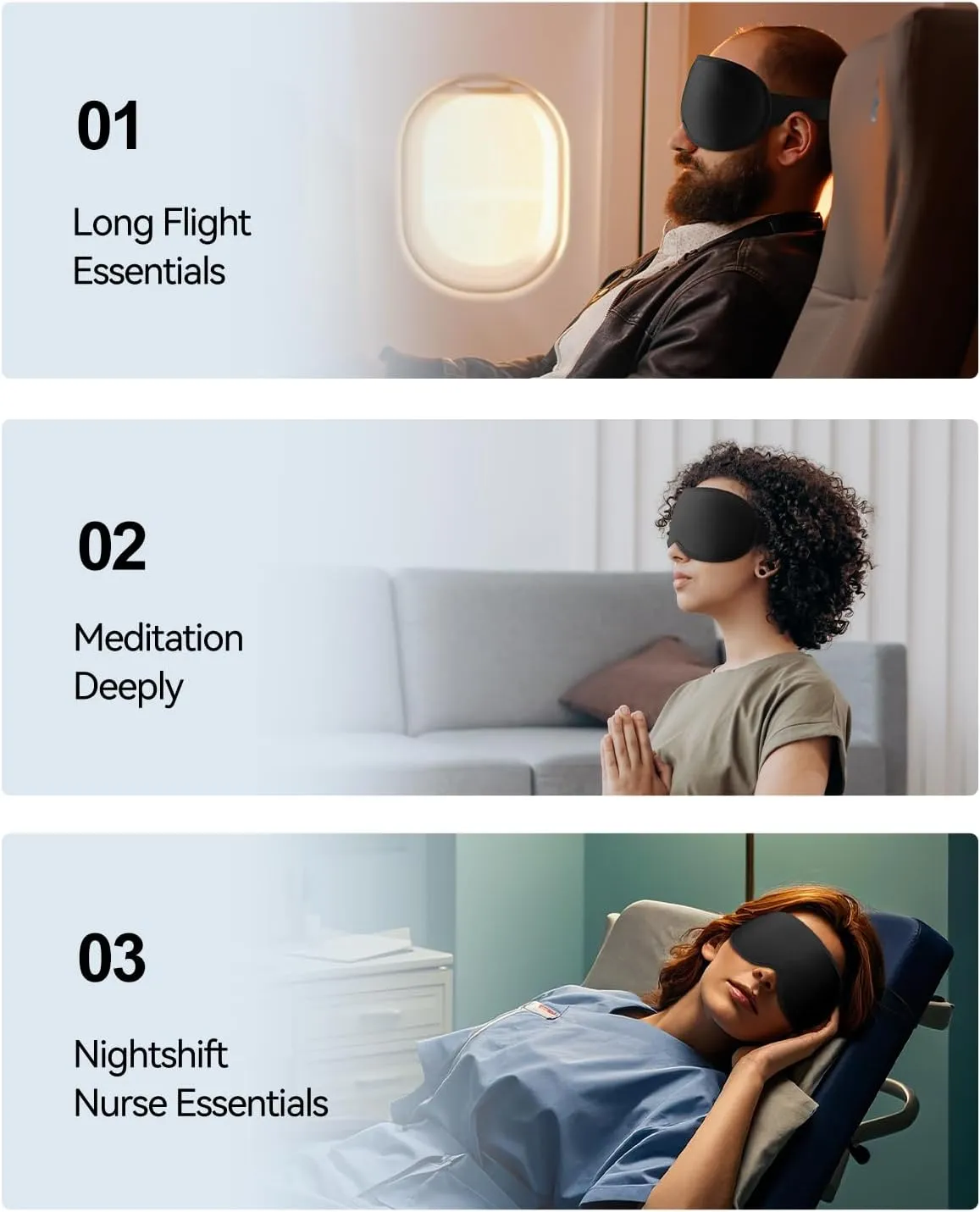Weighted Sleep Mask for Men Blackout: 3D Contoured Eye Cover for Eyelashes - Adjustable Strap Washable Zero Eye Pressure - Meditation Yoga Airplane Travel Black