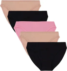 Women's 5-Pack Organic Cotton Stretch Bikini Panties, Ladies Soft Breathable Comfort Sexy Underwear