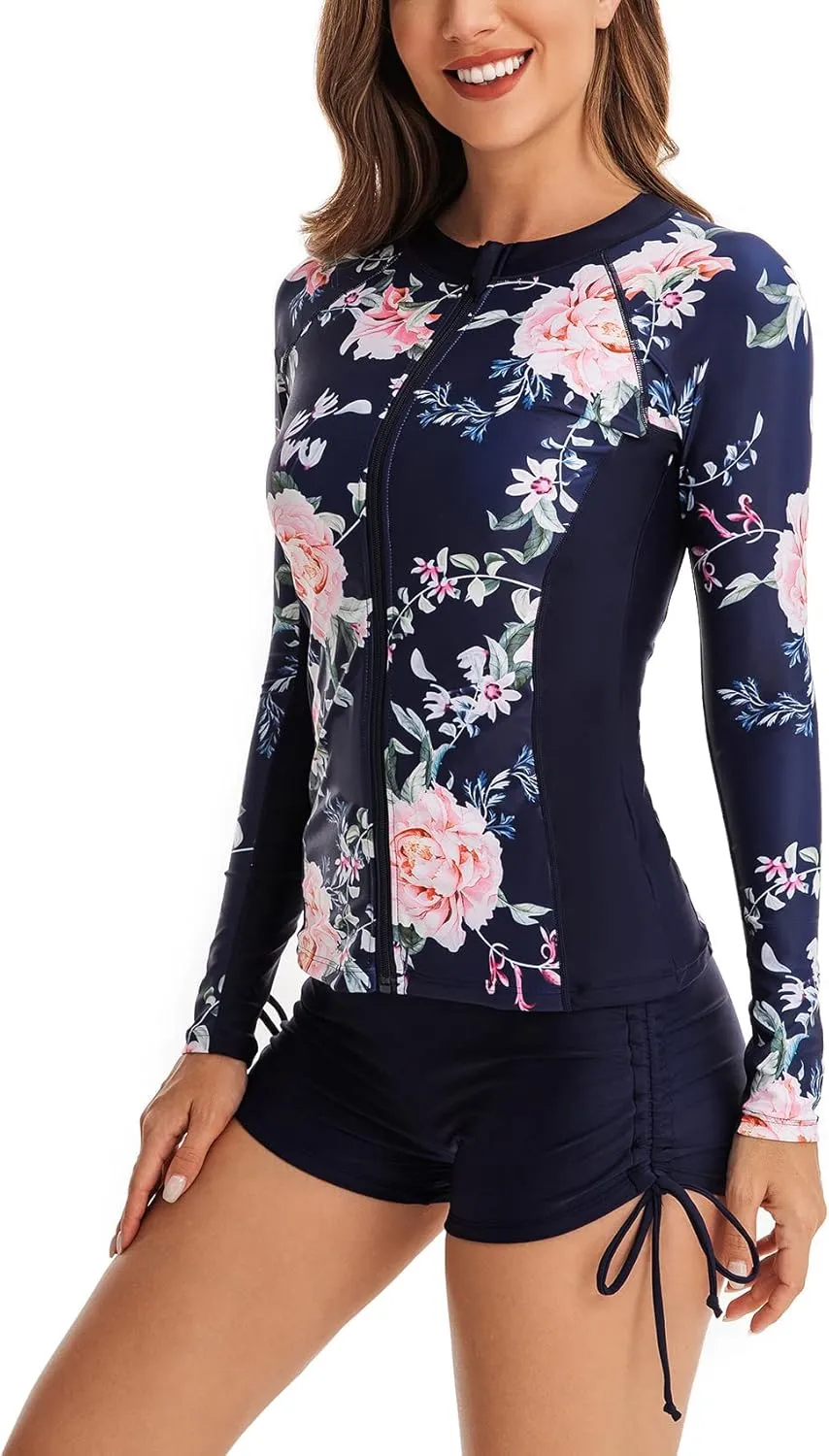 YATEEN Women's Long Sleeve Sun Protection Rash Guard Wetsuit Two Piece Swimsuit Set