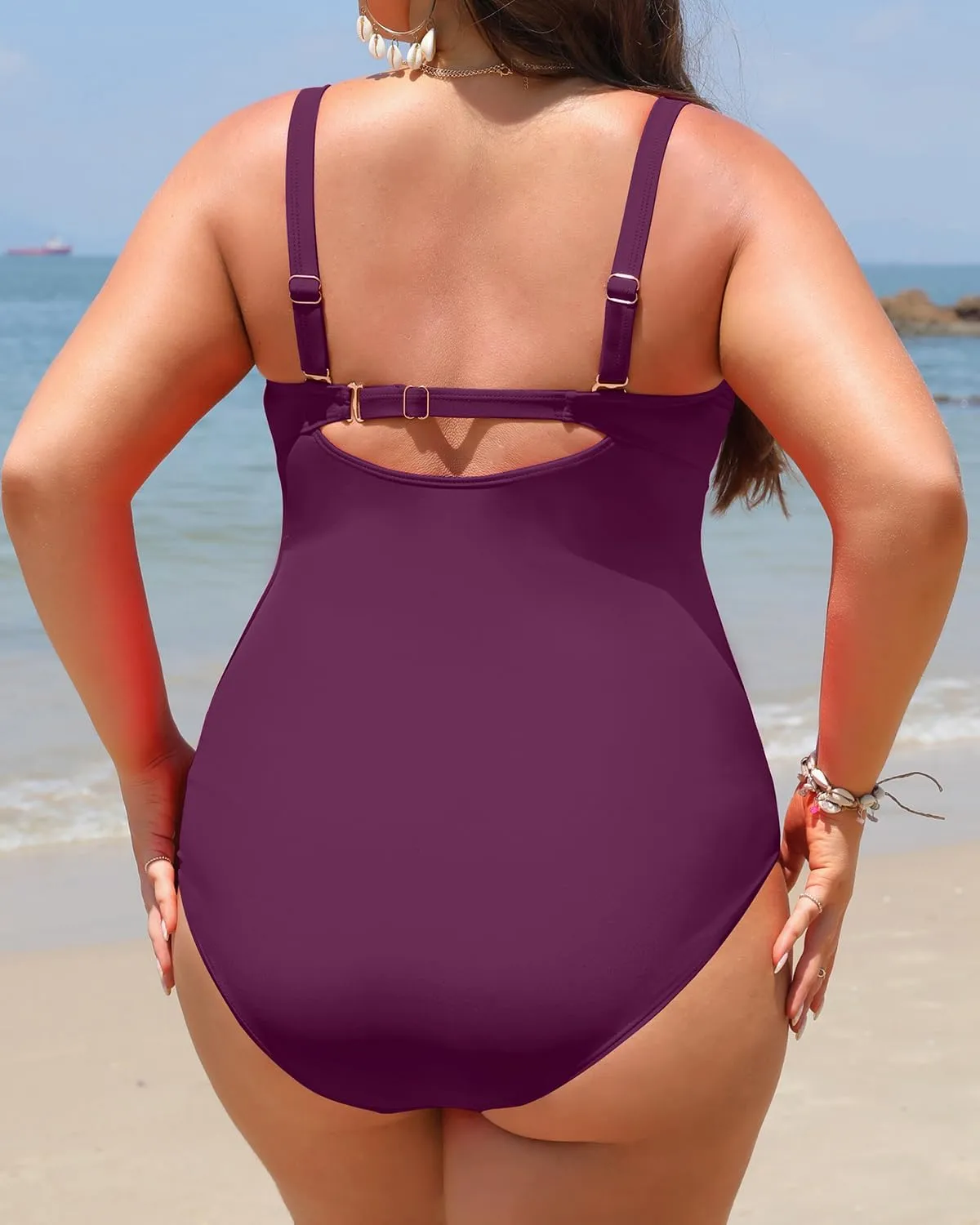 Yonique Women Plus Size One Piece Swimsuits Tummy Control Bathing Suits Twist Front Ruched Swimwear